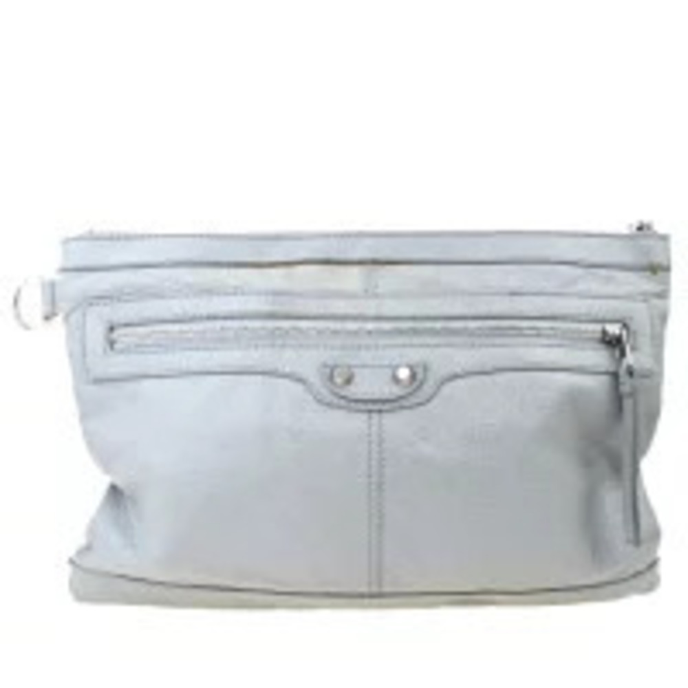 Balenciaga Clip Clutch Bag Gray Leather